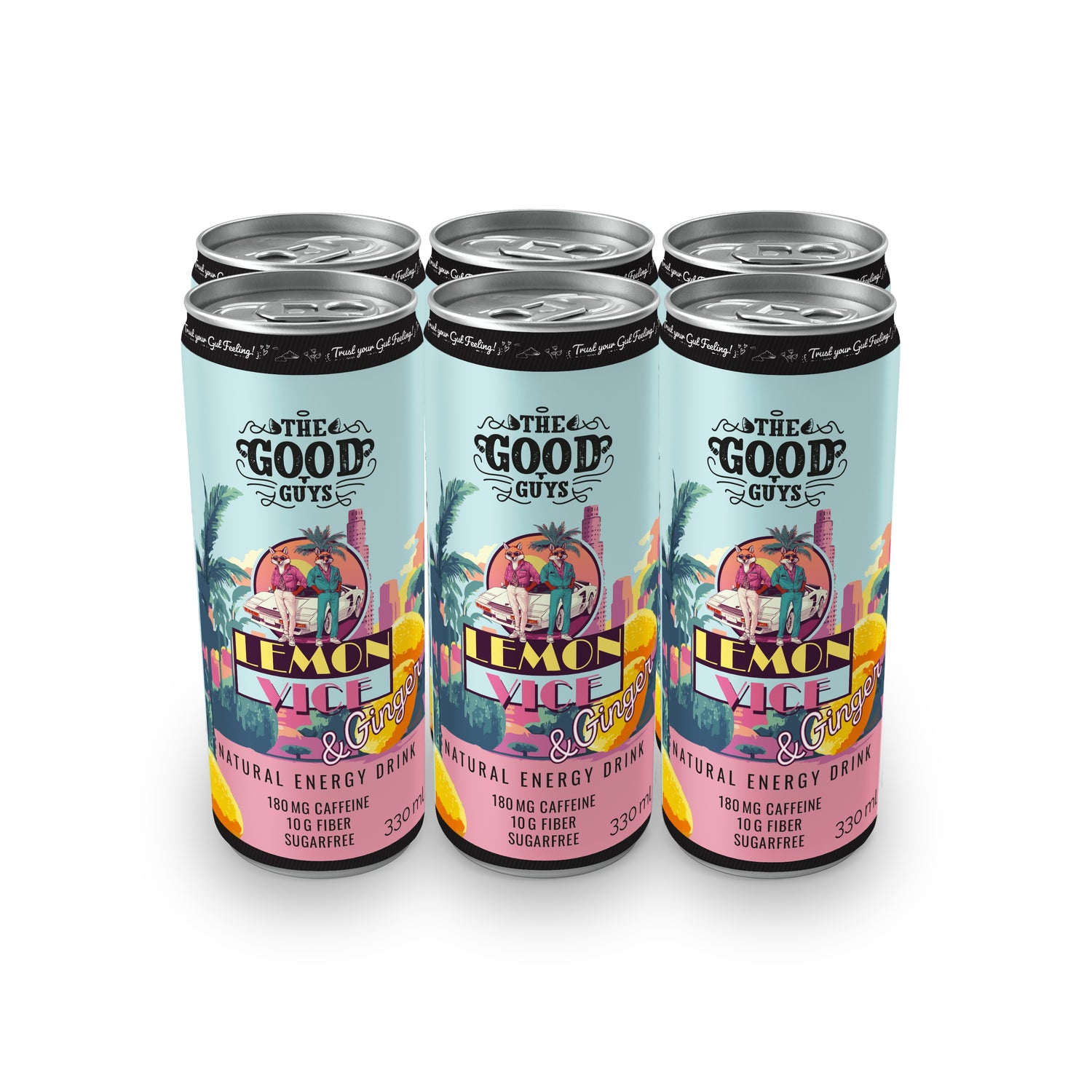 Lemon Vice & Ginger -energiajuoma, kuuden tölkin pakkaus