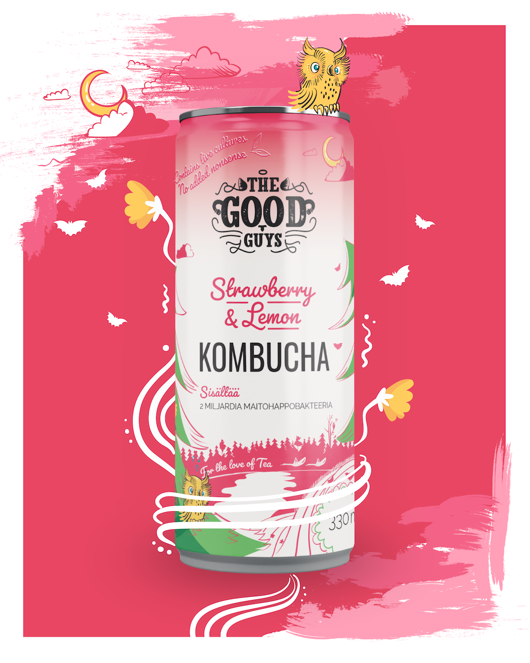 Strawberry & Lemon kombucha, luomu