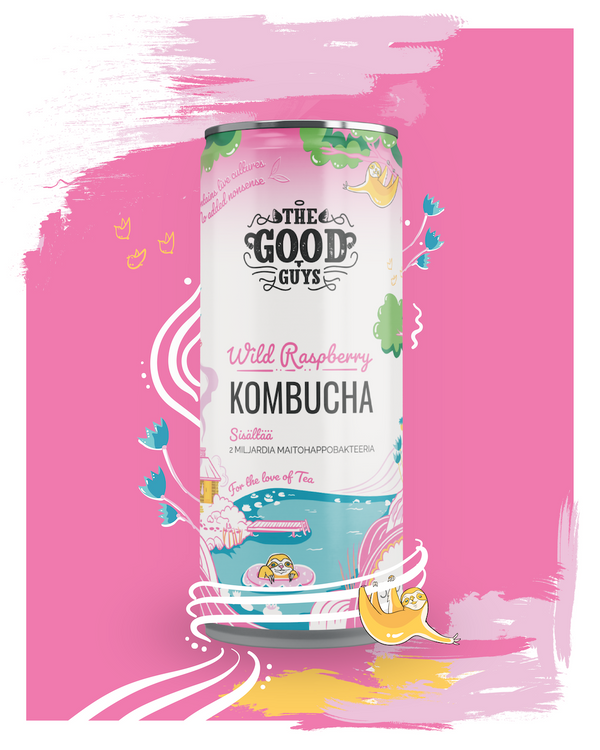 Wild Raspberry kombucha, 24 x 330 ml, tölkki